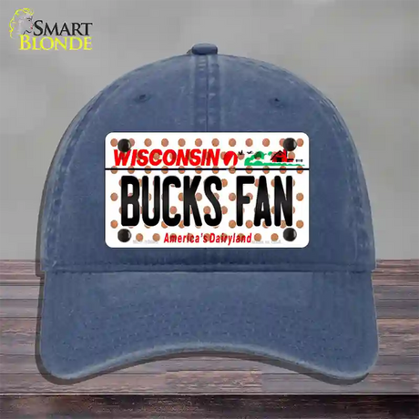 Bucks Fan Wisconsin Novelty License Plate Hat Unconstructed Cotton / Navy