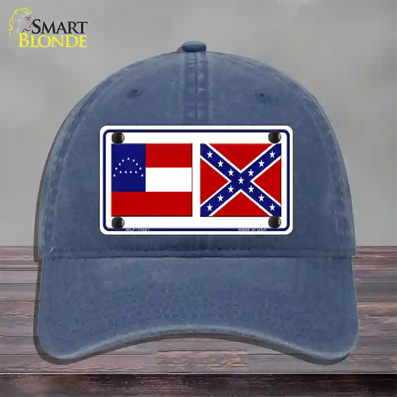 Confederate Robert E Lee Flag Novelty License Plate Hat Unconstructed Cotton / Navy