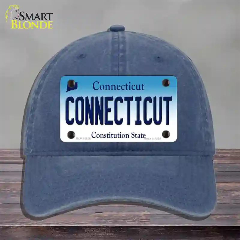 Connecticut State Novelty License Plate Hat Unconstructed Cotton / Navy