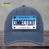 Connecticut State Novelty License Plate Hat Unconstructed Cotton / Navy