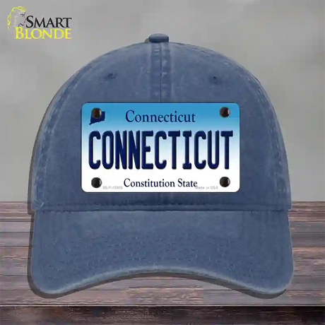 Connecticut State Novelty License Plate Hat Unconstructed Cotton / Navy