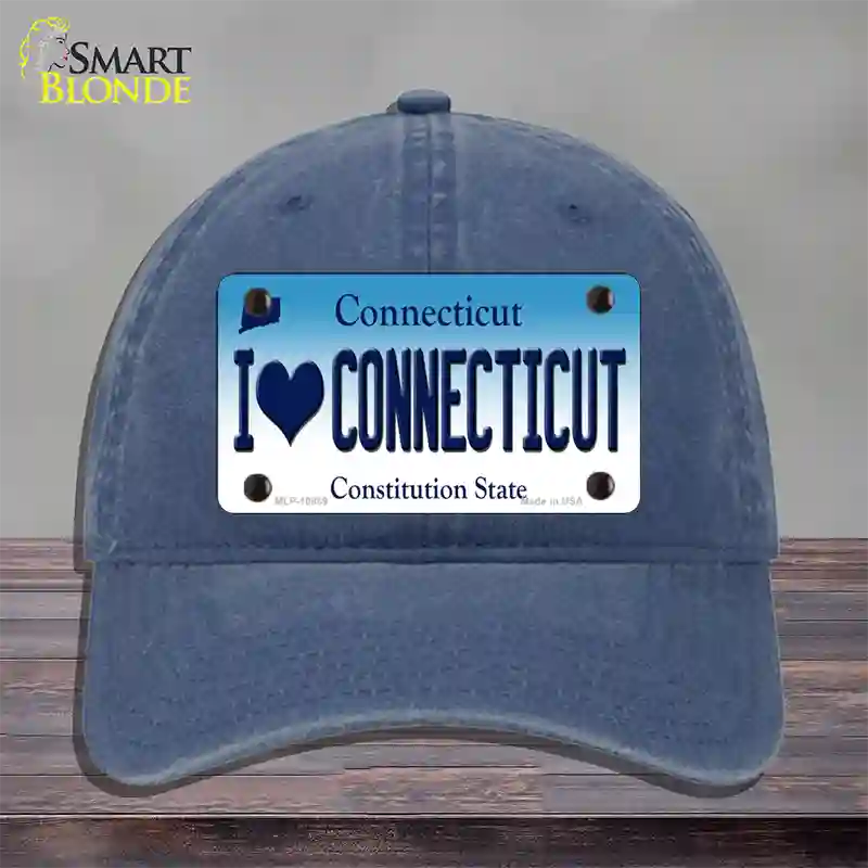 I Love Connecticut Novelty License Plate Hat Unconstructed Cotton / Navy