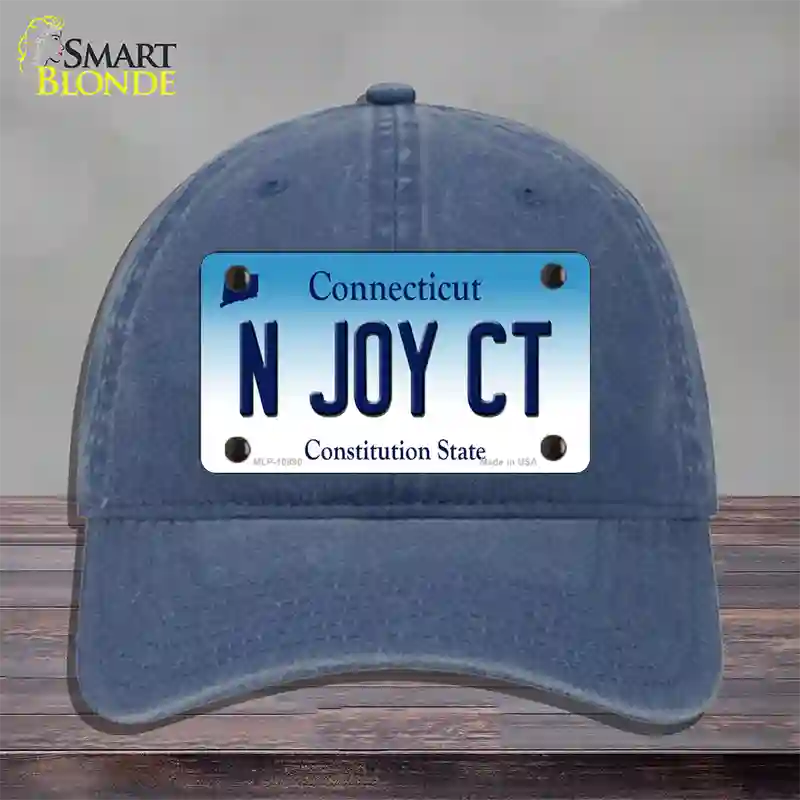 N Joy CT Connecticut Novelty License Plate Hat Unconstructed Cotton / Navy