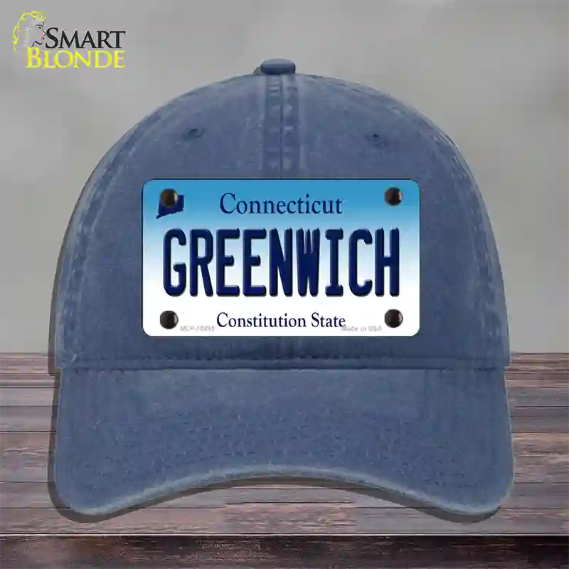 Greenwich Connecticut Novelty License Plate Hat Unconstructed Cotton / Navy