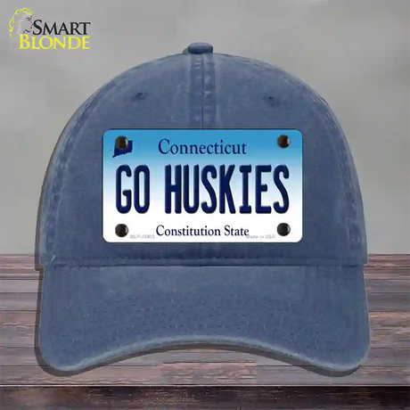 Go Huskies Connecticut Novelty License Plate Hat Unconstructed Cotton / Navy