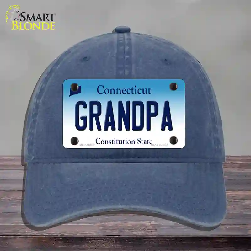 Grandpa Connecticut Novelty License Plate Hat Unconstructed Cotton / Navy