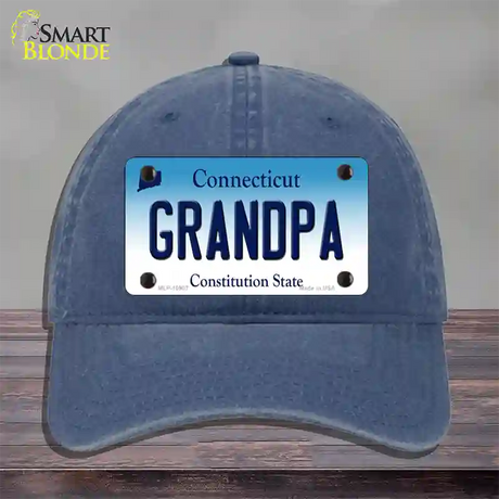 Grandpa Connecticut Novelty License Plate Hat Unconstructed Cotton / Navy