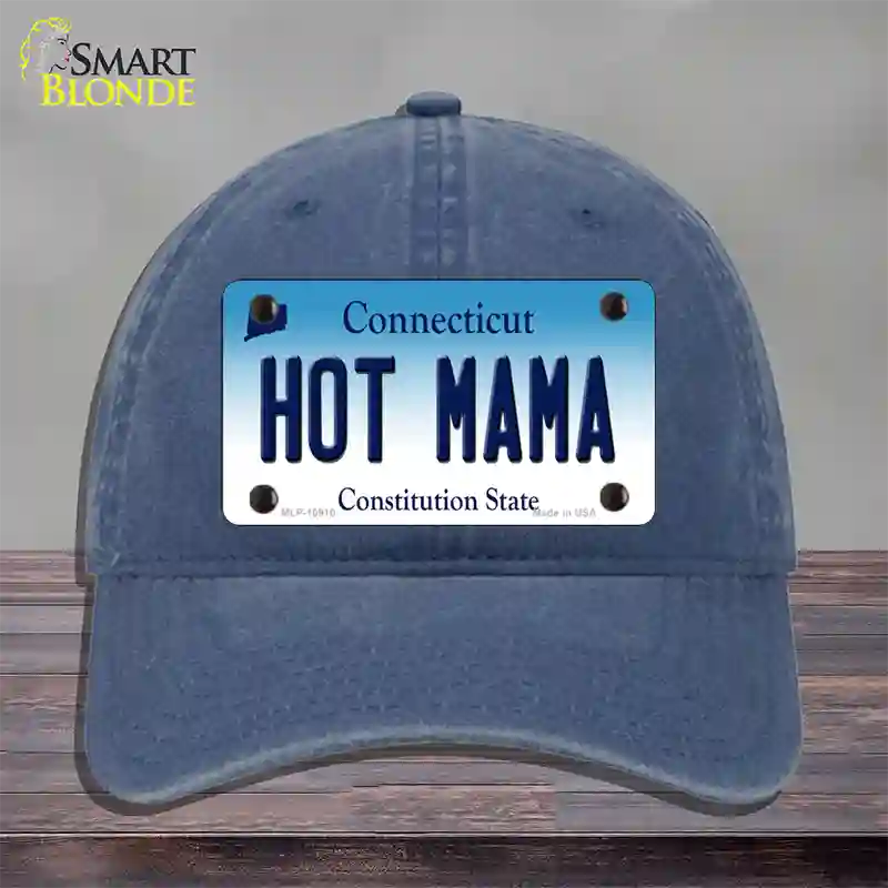 Hot Mama Connecticut Novelty License Plate Hat Unconstructed Cotton / Navy