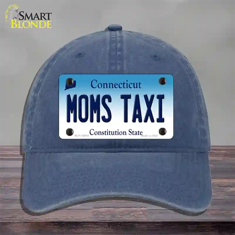 Moms Taxi Connecticut Novelty License Plate Hat Unconstructed Cotton / Navy