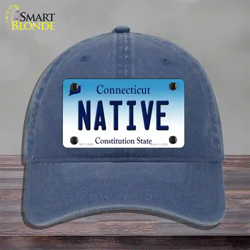 Native Connecticut Novelty License Plate Hat Unconstructed Cotton / Navy