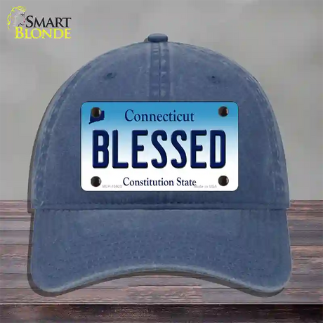 Blessed Connecticut Novelty License Plate Hat Unconstructed Cotton / Navy