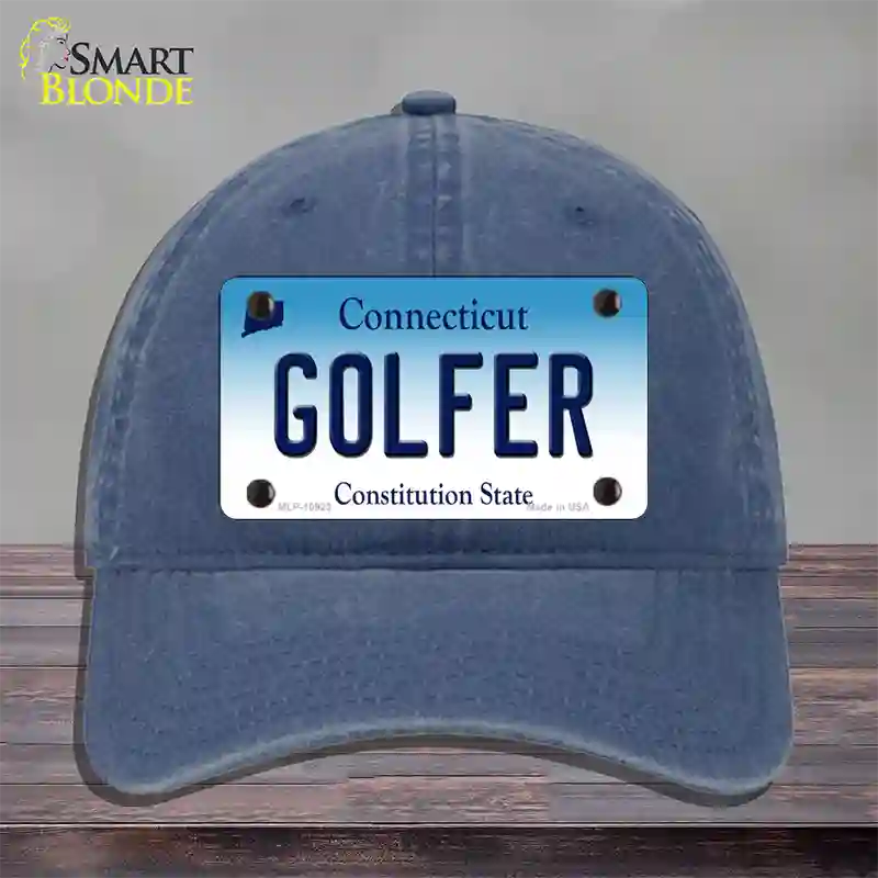 Golfer Connecticut Novelty License Plate Hat Unconstructed Cotton / Navy