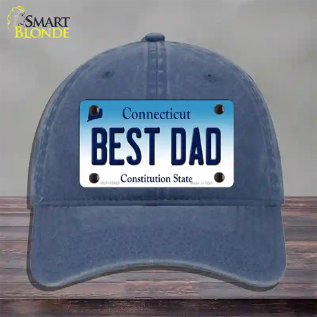 Best Dad Connecticut Novelty License Plate Hat Unconstructed Cotton / Navy