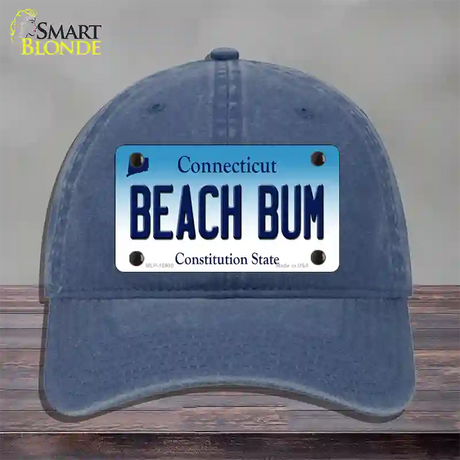 Beach Bum Connecticut Novelty License Plate Hat Unconstructed Cotton / Navy