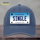 Single Connecticut Novelty License Plate Hat Unconstructed Cotton / Navy