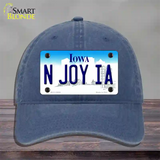 N Joy IA Iowa Novelty License Plate Hat Unconstructed Cotton / Navy