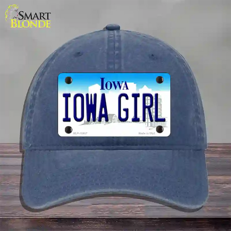 Iowa Girl Iowa Novelty License Plate Hat Unconstructed Cotton / Navy