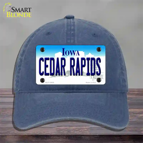 Cedar Rapids Iowa Novelty License Plate Hat Unconstructed Cotton / Navy