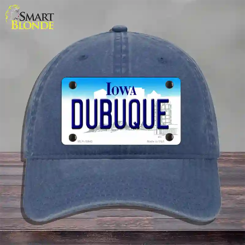 Dubuque Iowa Novelty License Plate Hat Unconstructed Cotton / Navy