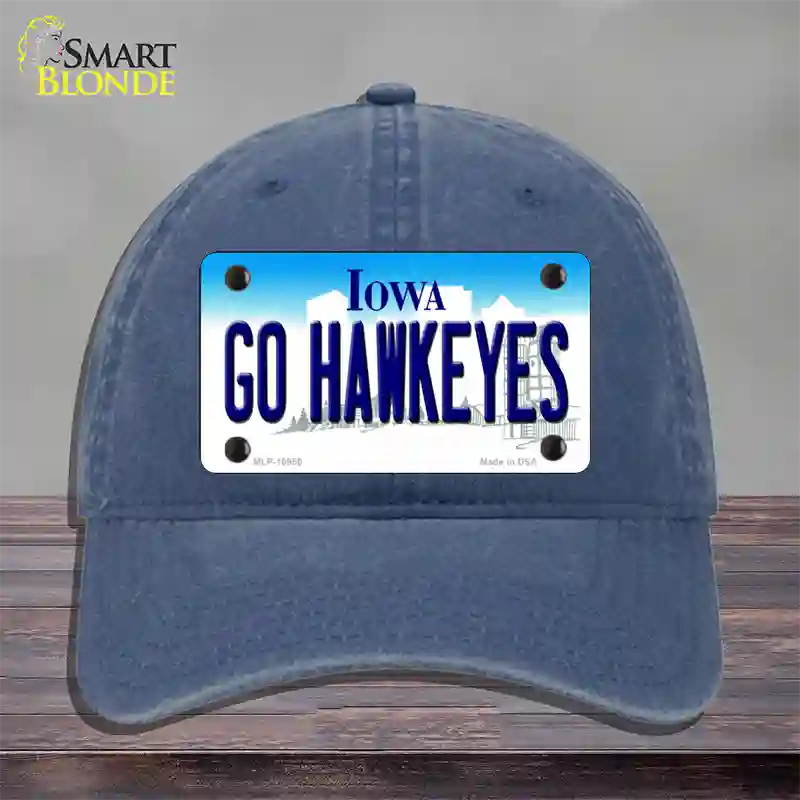 Go Hawkeyes Iowa Novelty License Plate Hat Unconstructed Cotton / Navy