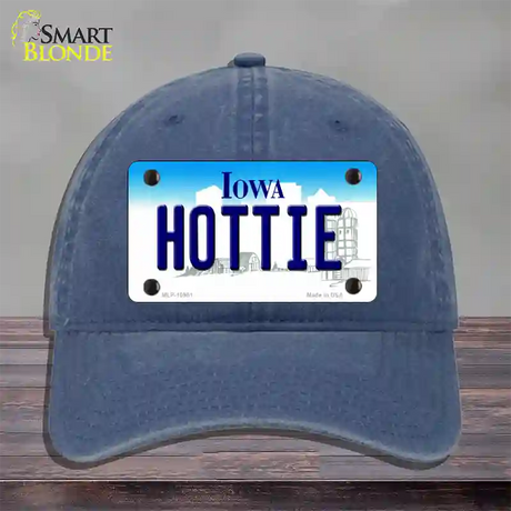 Hottie Iowa Novelty License Plate Hat Unconstructed Cotton / Navy