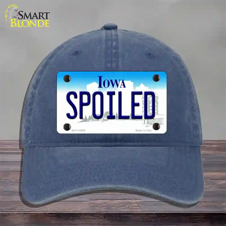 Spoiled Iowa Novelty License Plate Hat Unconstructed Cotton / Navy