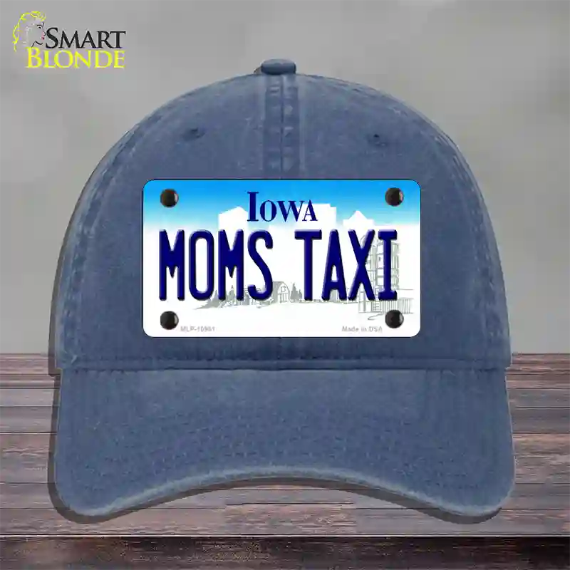 Moms Taxi Iowa Novelty License Plate Hat Unconstructed Cotton / Navy