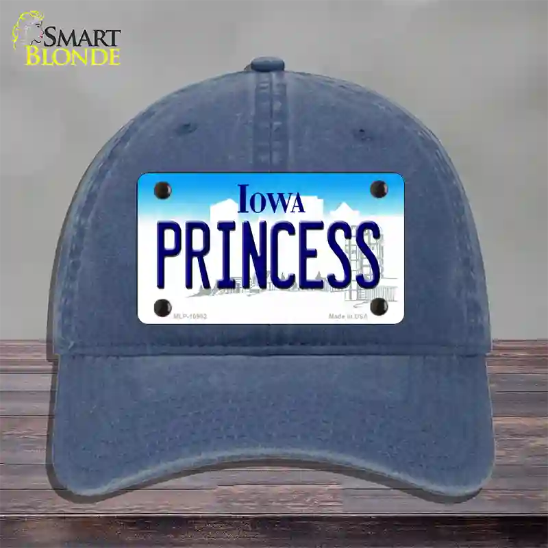 Princess Iowa Novelty License Plate Hat Unconstructed Cotton / Navy