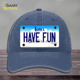 Have Fun Iowa Novelty License Plate Hat Unconstructed Cotton / Navy