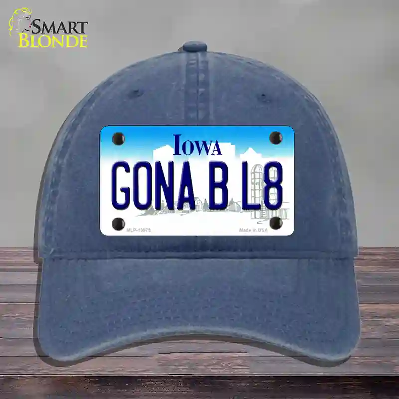 Gona B L8 Iowa Novelty License Plate Hat Unconstructed Cotton / Navy