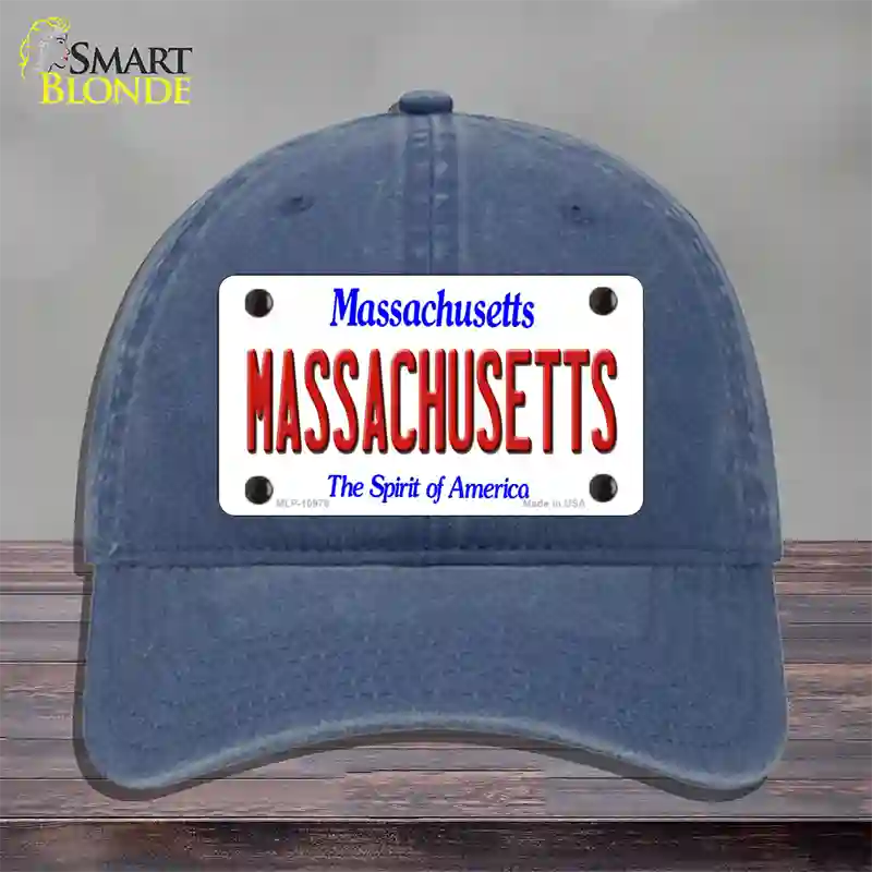 Massachusetts State Novelty License Plate Hat Unconstructed Cotton / Navy