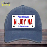 N Joy MA Massachusetts Novelty License Plate Hat Unconstructed Cotton / Navy