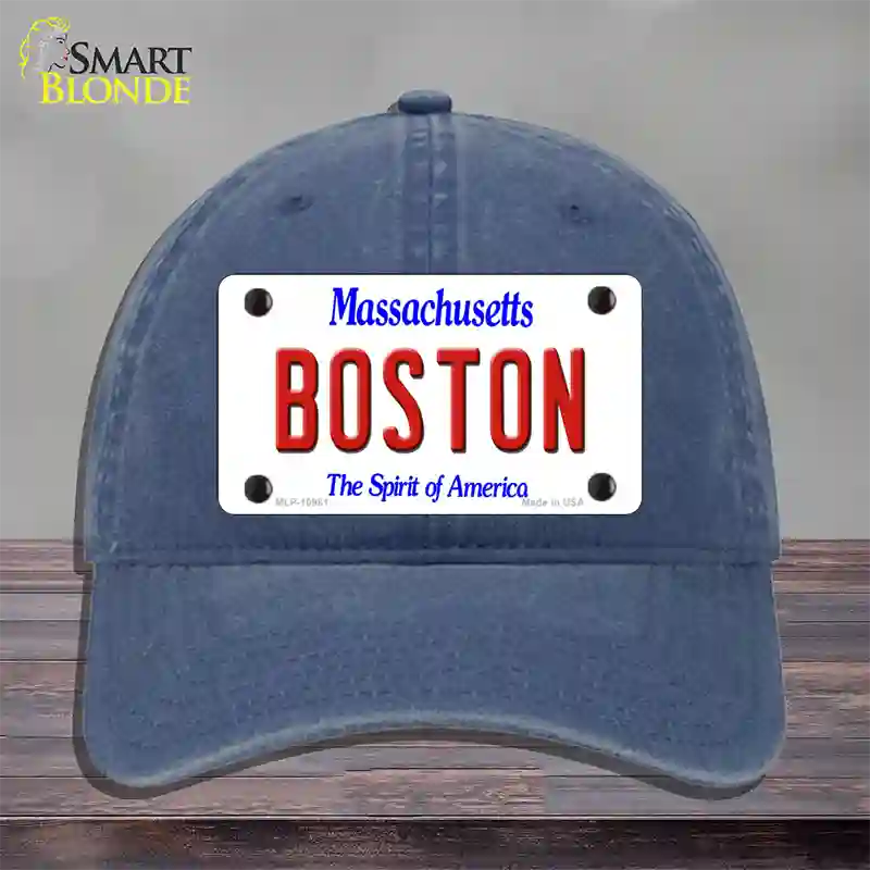 Boston Massachusetts Novelty License Plate Hat Unconstructed Cotton / Navy