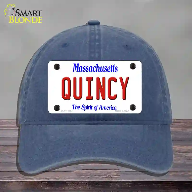 Quincy Massachusetts Novelty License Plate Hat Unconstructed Cotton / Navy