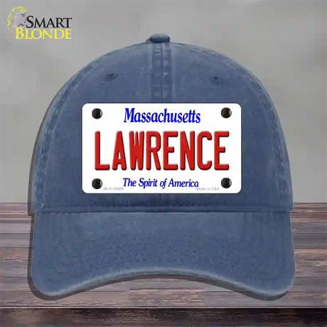 Lawrence Massachusetts Novelty License Plate Hat Unconstructed Cotton / Navy