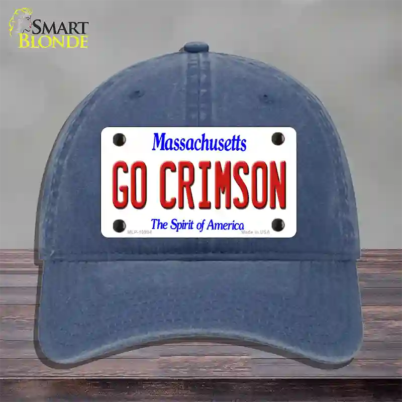 Go Crimson Massachusetts Novelty License Plate Hat Unconstructed Cotton / Navy