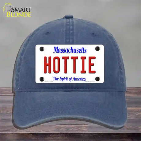 Hottie Massachusetts Novelty License Plate Hat Unconstructed Cotton / Navy