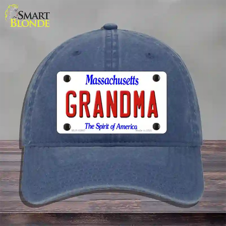 Grandma Massachusetts Novelty License Plate Hat Unconstructed Cotton / Navy