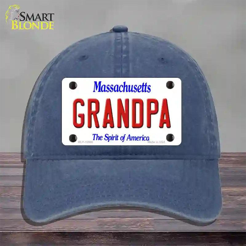 Grandpa Massachusetts Novelty License Plate Hat Unconstructed Cotton / Navy