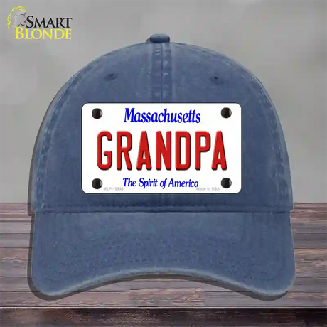 Grandpa Massachusetts Novelty License Plate Hat Unconstructed Cotton / Navy