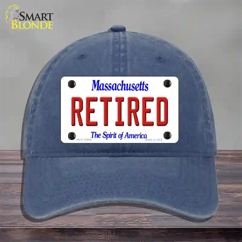 Retired Massachusetts Novelty License Plate Hat Unconstructed Cotton / Navy