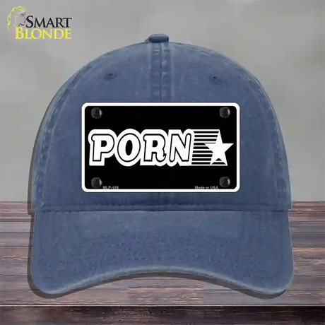 Porn Star Novelty License Plate Hat Unconstructed Cotton / Navy