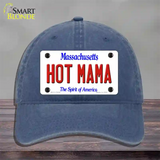 Hot Mama Massachusetts Novelty License Plate Hat Unconstructed Cotton / Navy