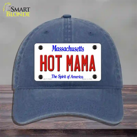 Hot Mama Massachusetts Novelty License Plate Hat Unconstructed Cotton / Navy