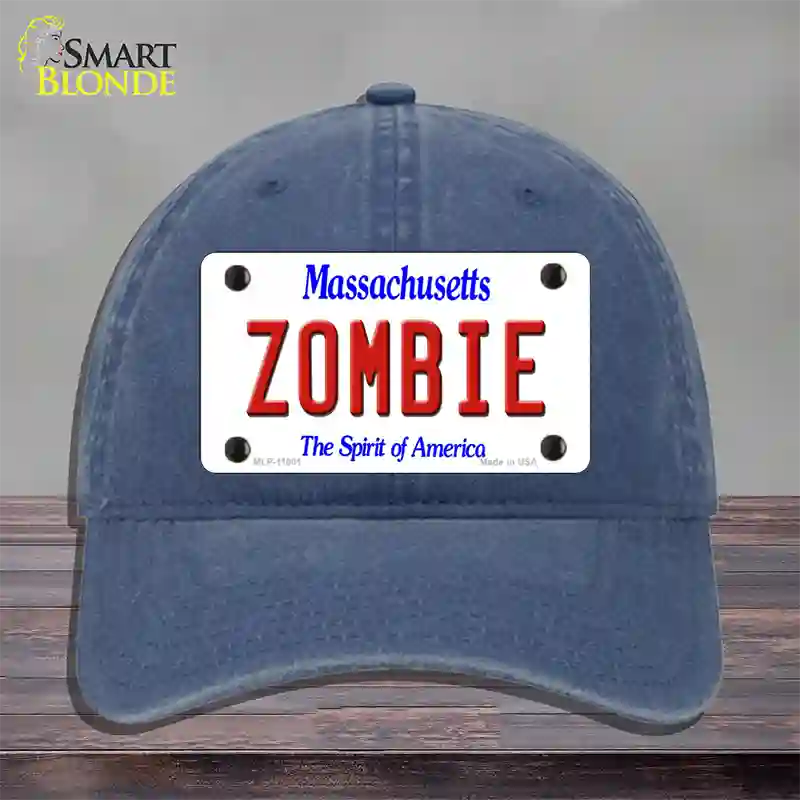 Zombie Massachusetts Novelty License Plate Hat Unconstructed Cotton / Navy