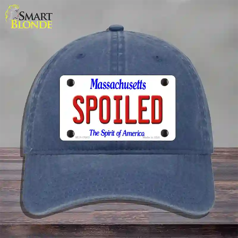 Spoiled Massachusetts Novelty License Plate Hat Unconstructed Cotton / Navy