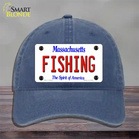 Fishing Massachusetts Novelty License Plate Hat Unconstructed Cotton / Navy