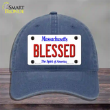 Blessed Massachusetts Novelty License Plate Hat Unconstructed Cotton / Navy