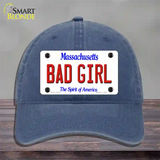 Bad Girl Massachusetts Novelty License Plate Hat Unconstructed Cotton / Navy