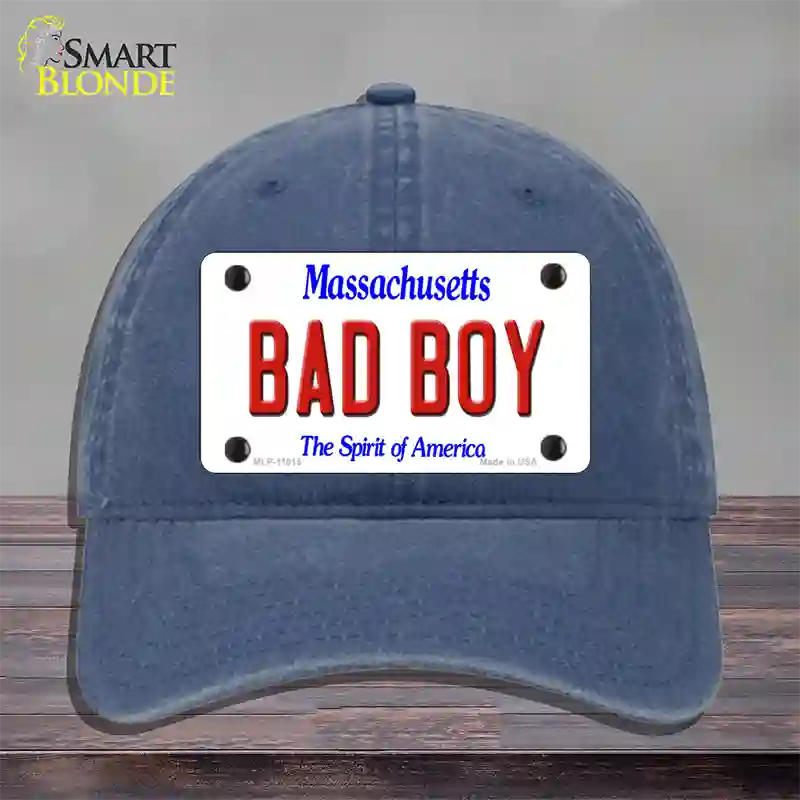 Bad Boy Massachusetts Novelty License Plate Hat Unconstructed Cotton / Navy